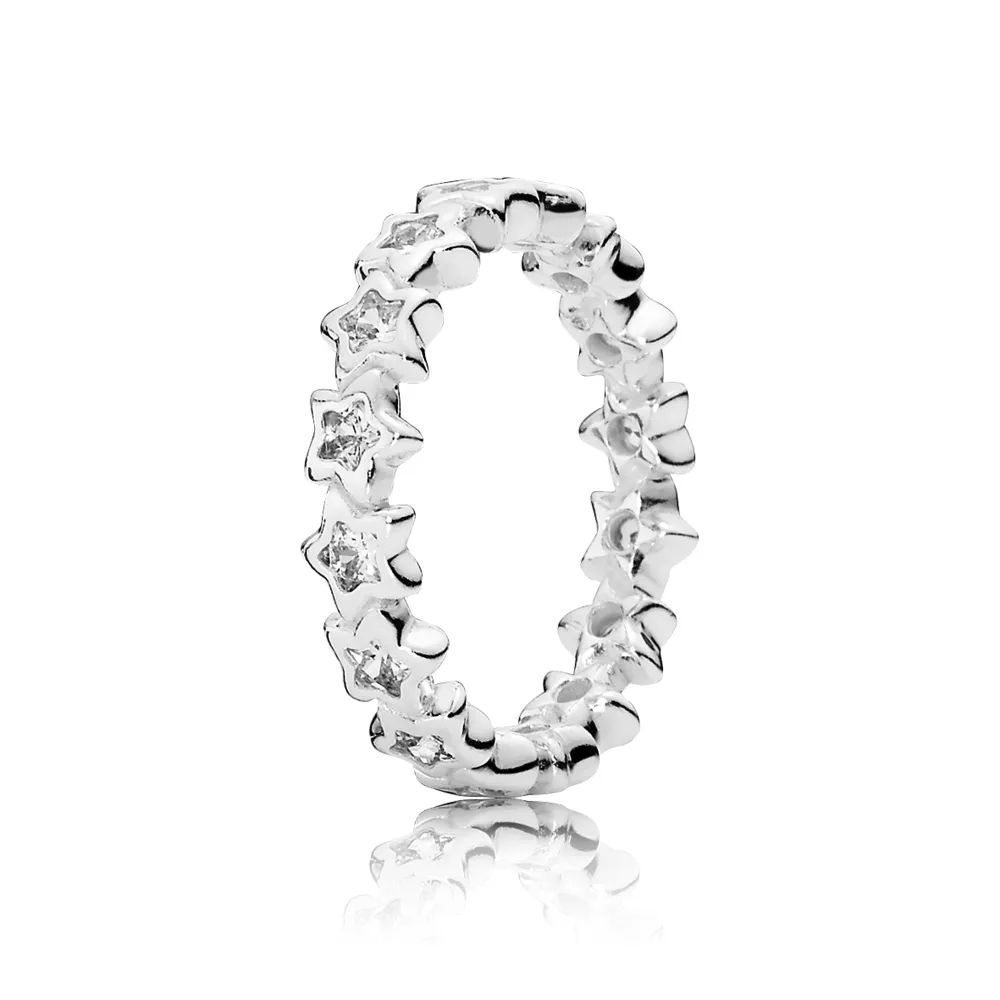 star silver ring with clear cubic zirconia 190974cz inele pandora