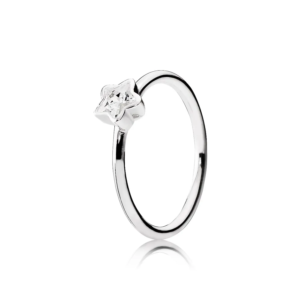star silver ring with clear cubic zirconia 190977cz inele pandora