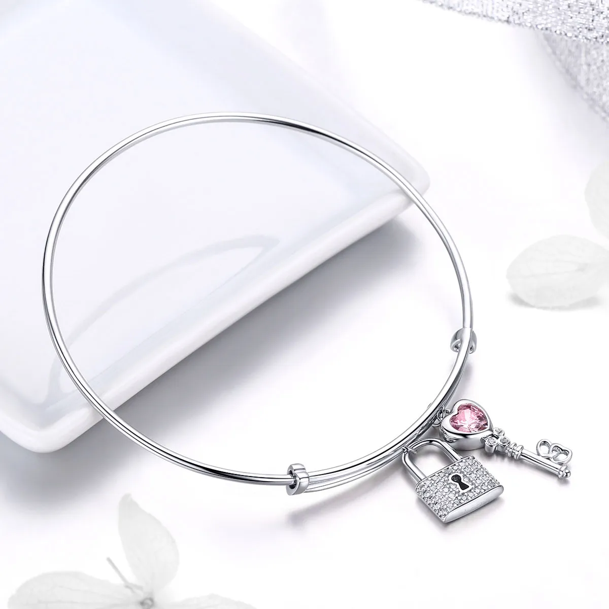 Brățară fixă Tip Pandora cu Dragoste lock din argint - SCB127