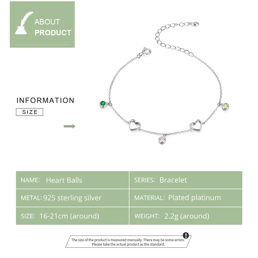 Brățară Tip Pandora Bile de inima din argint - SCB180