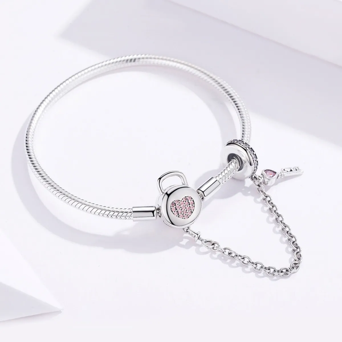 Brățară Tip Pandora cu Inima și cheia din argint - SCB143
