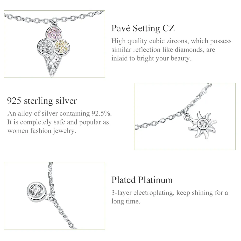 Brățară Tip Pandora Cute Inghetata din argint - SCB139