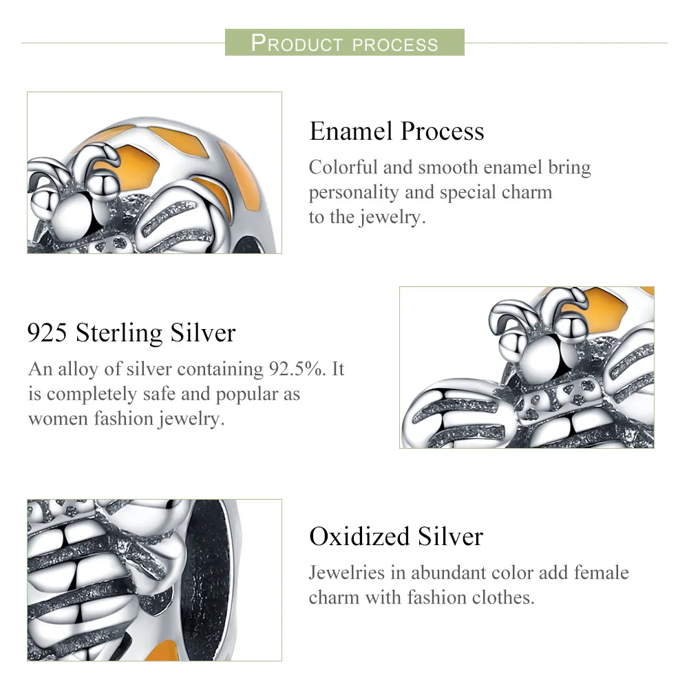 Talisman de tip distanțier Tip Pandora cu Albine din argint - SCC1102