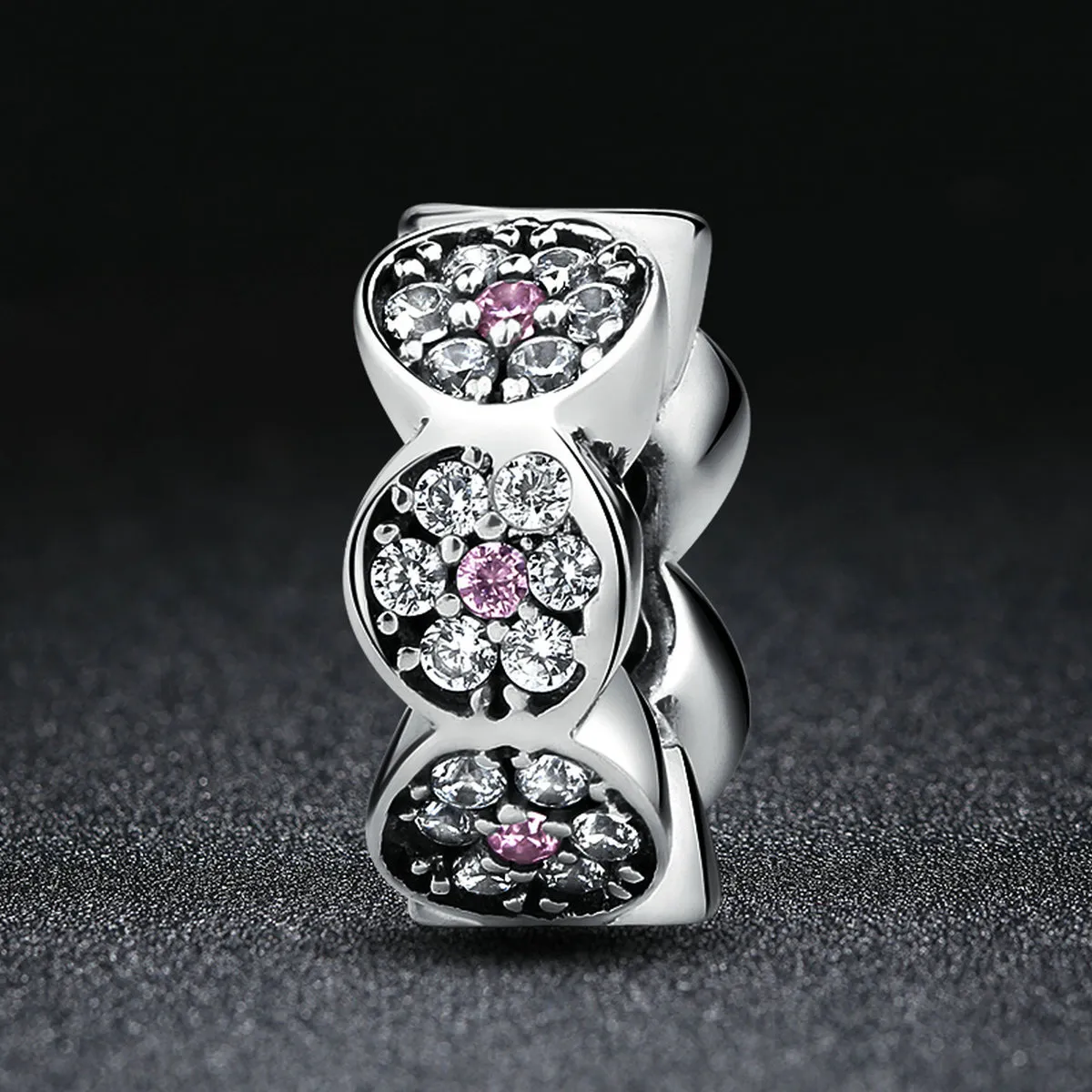 Talisman de tip distanțier Tip Pandora cu Ghirlanda roz din argint - SCC101