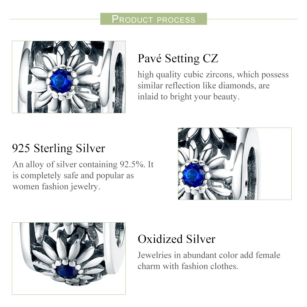 Talisman de tip distanțier Tip Pandora cu Margaretă din argint - SCC1118