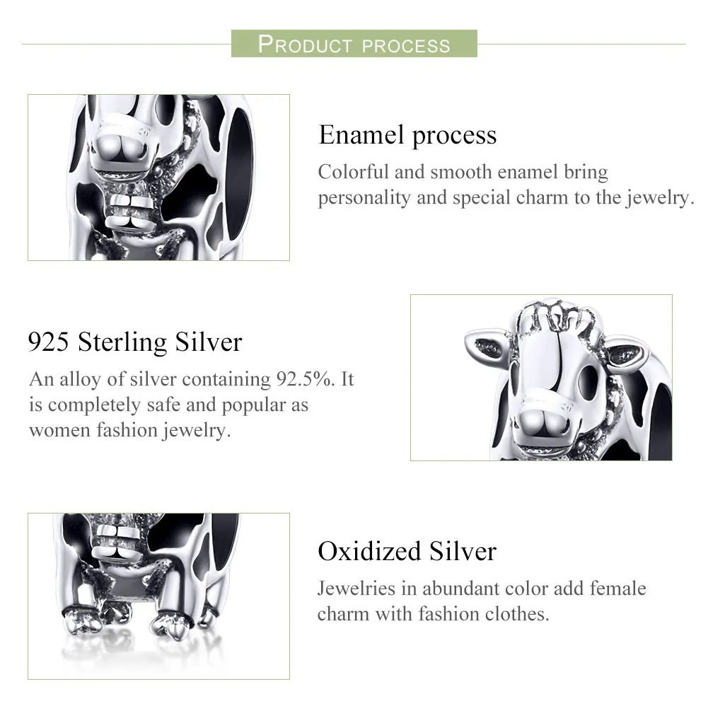 Talisman Tip Pandora Bovine drăguțe din argint - SCC1049
