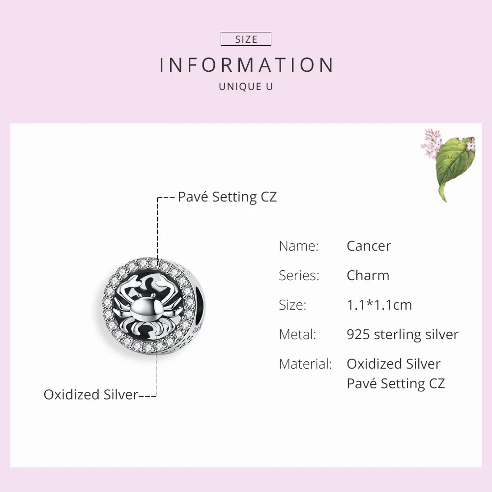 Talisman Tip Pandora Cancer din argint - SCC1213