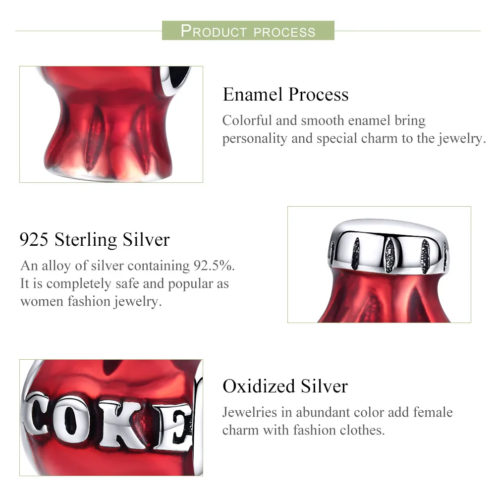 Talisman Tip Pandora Coca Cola din argint - SCC1159