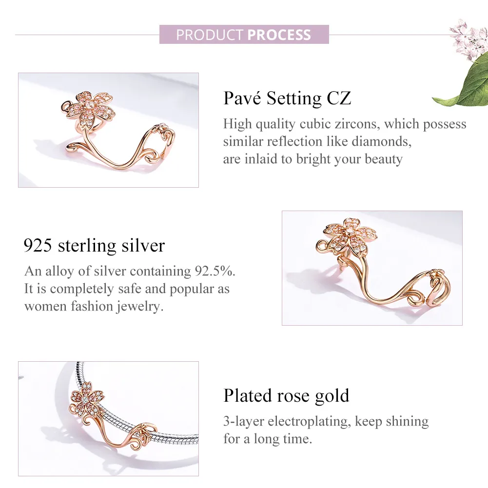 Talisman Tip Pandora Flori de cireș din aur rose - SCC1033-C