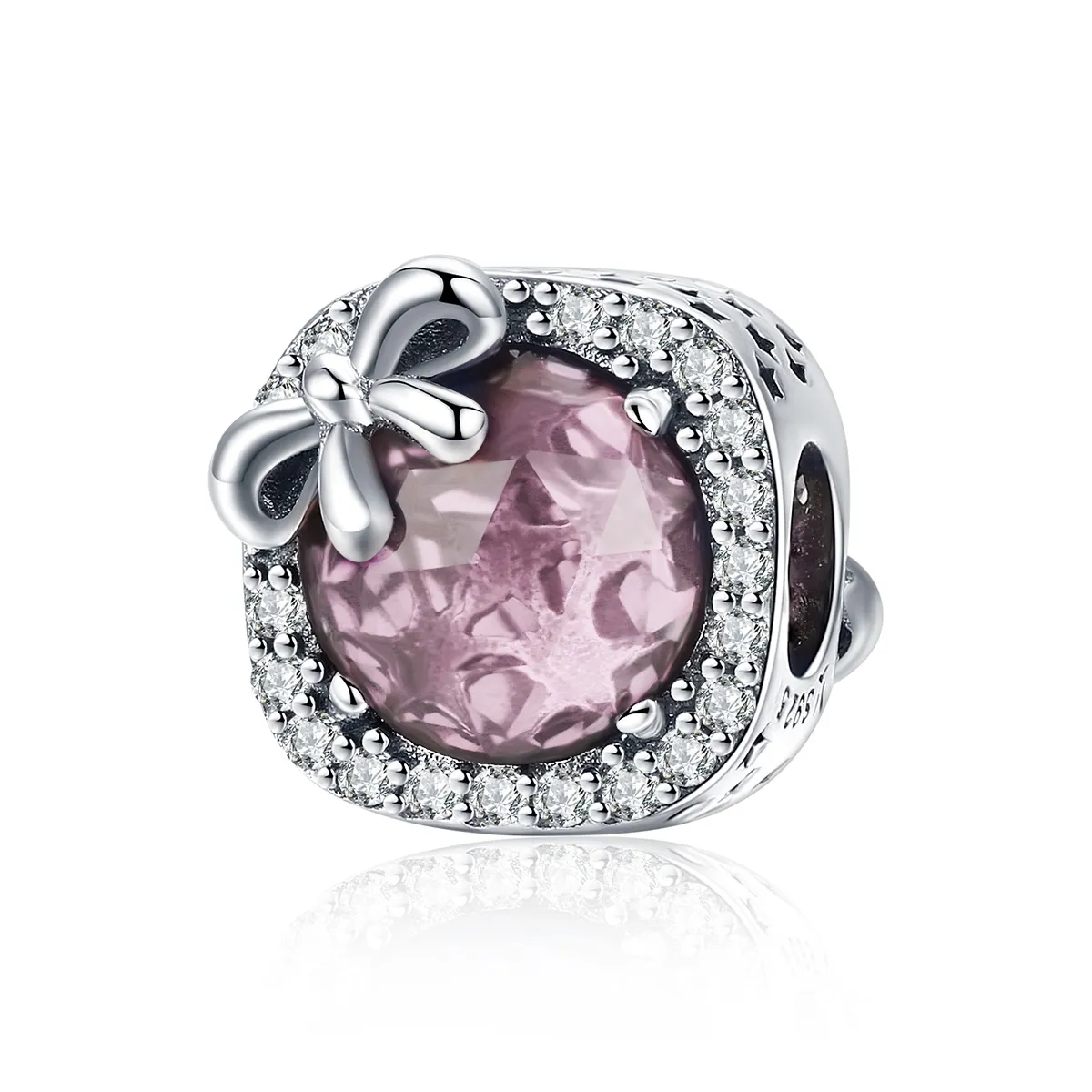 Talisman Tip Pandora Pavé Pink Bow din argint - SCC1058-PK