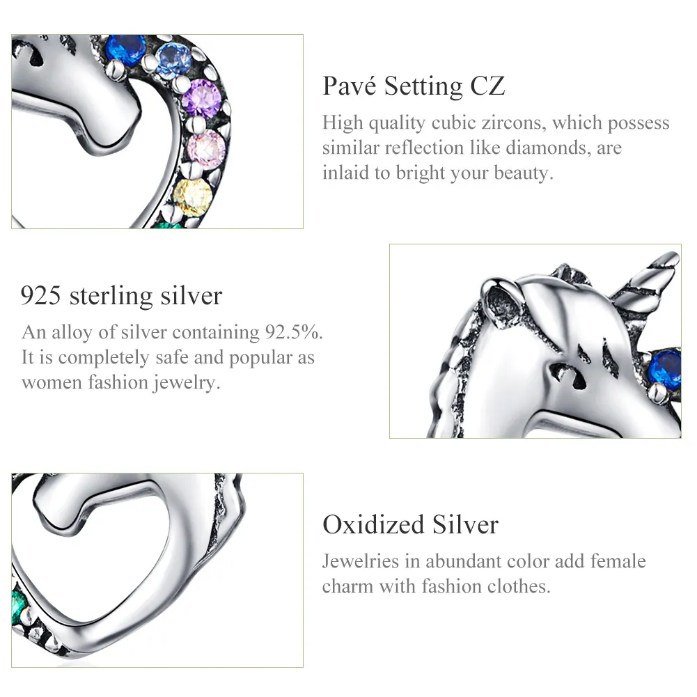 Cercei Tip Pandora cu Inorog din argint - SCE611