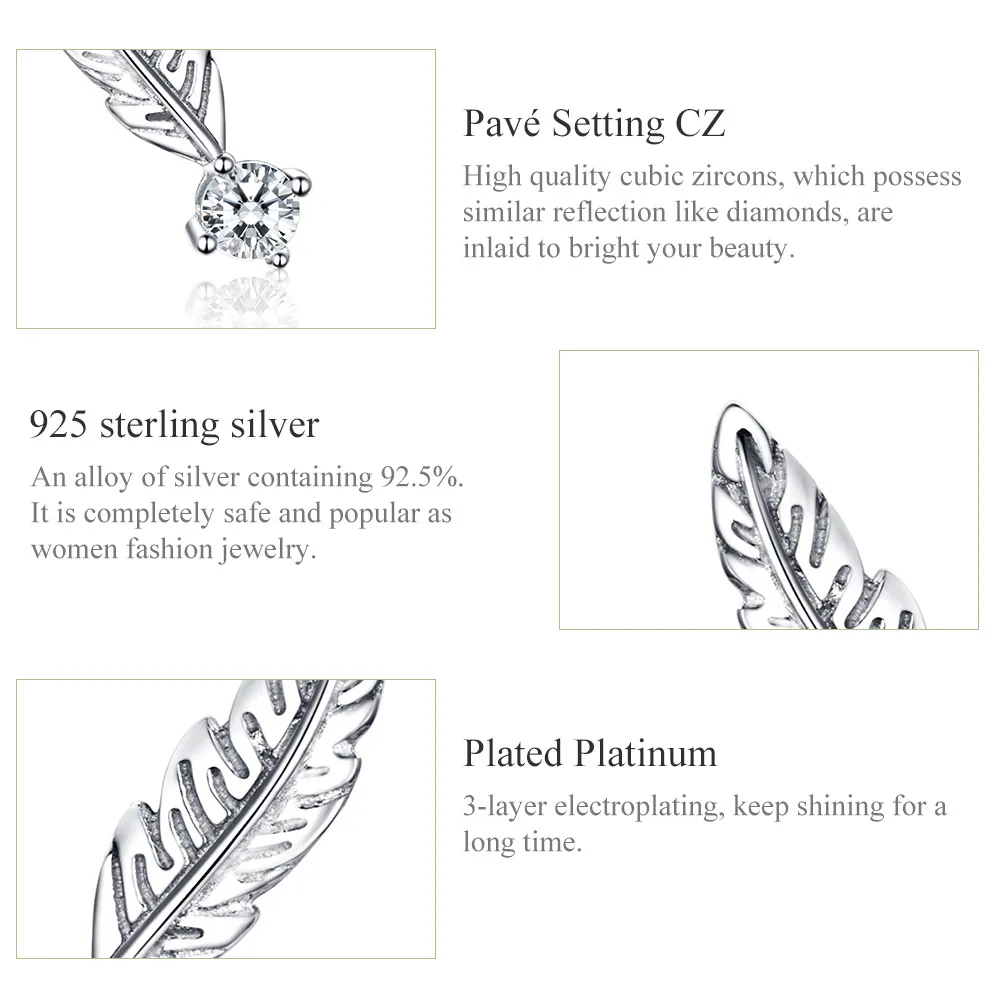 Cercei Tip Pandora cu Pană din argint - SCE610