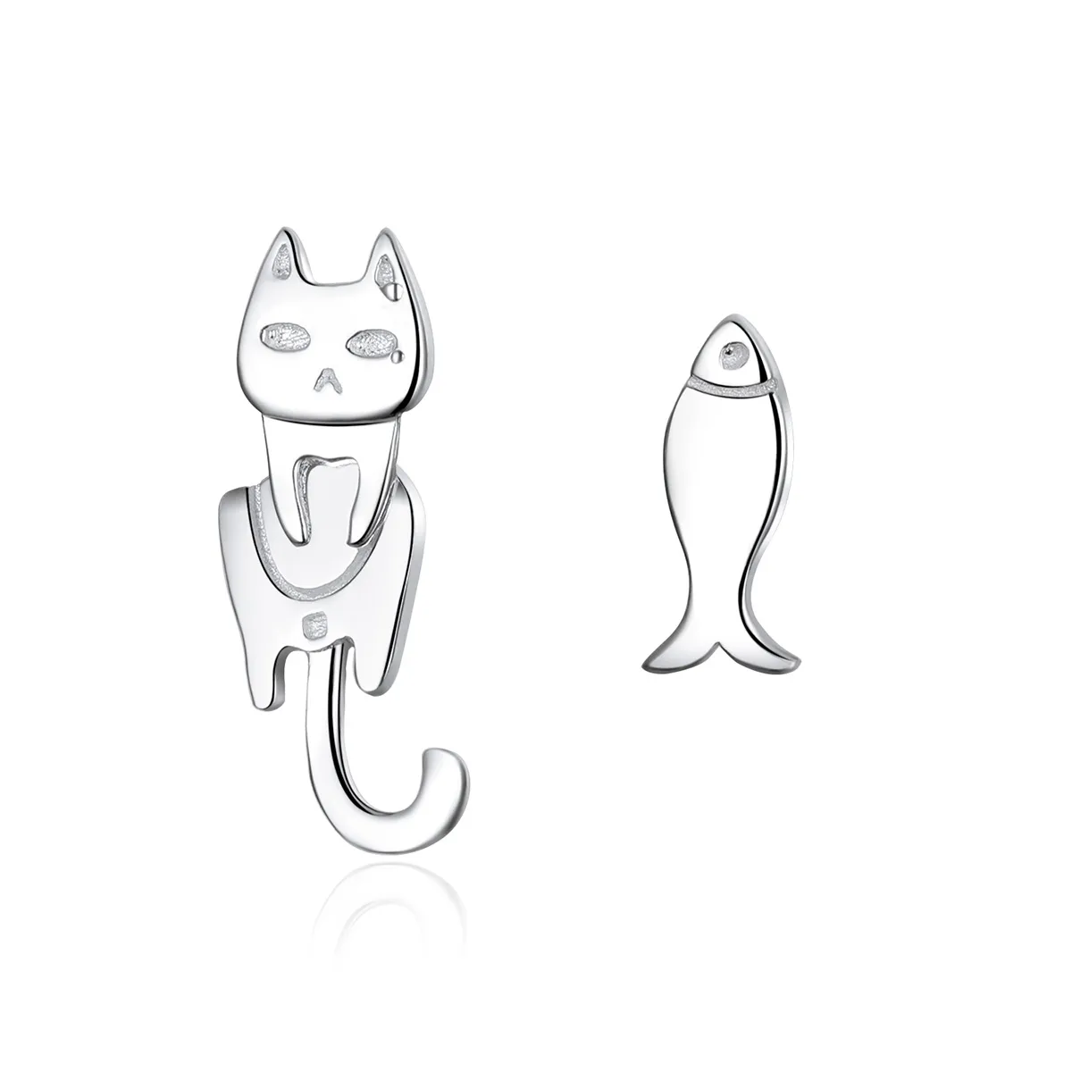 Cercei Tip Pandora cu Pisică și pește din argint - SCE488