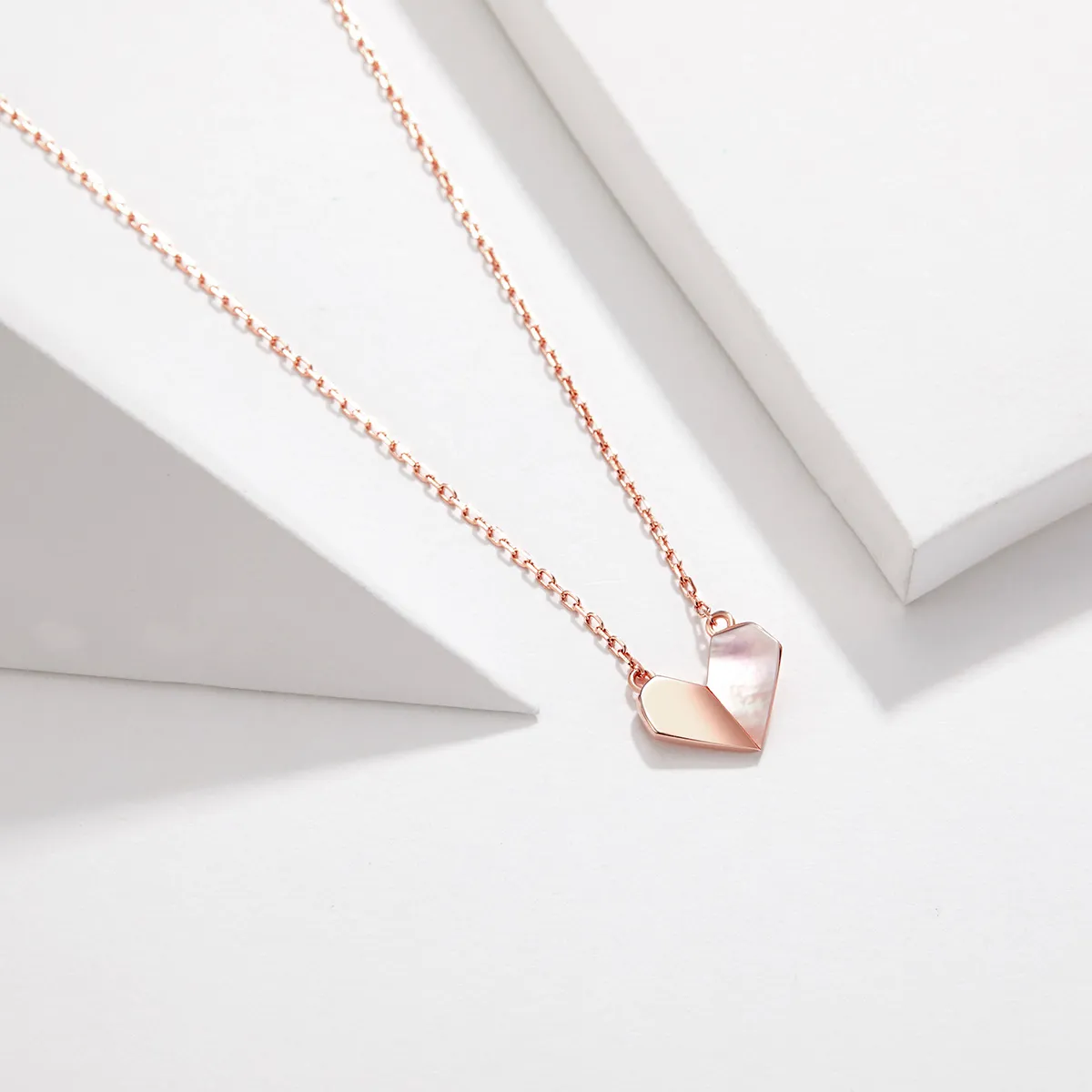 Colier Tip Pandora cu Origami Heart din aur rose - SCN330