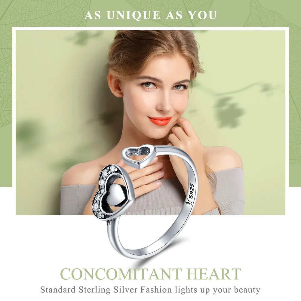 Deschide inele Inima la inima din argint - SCR168