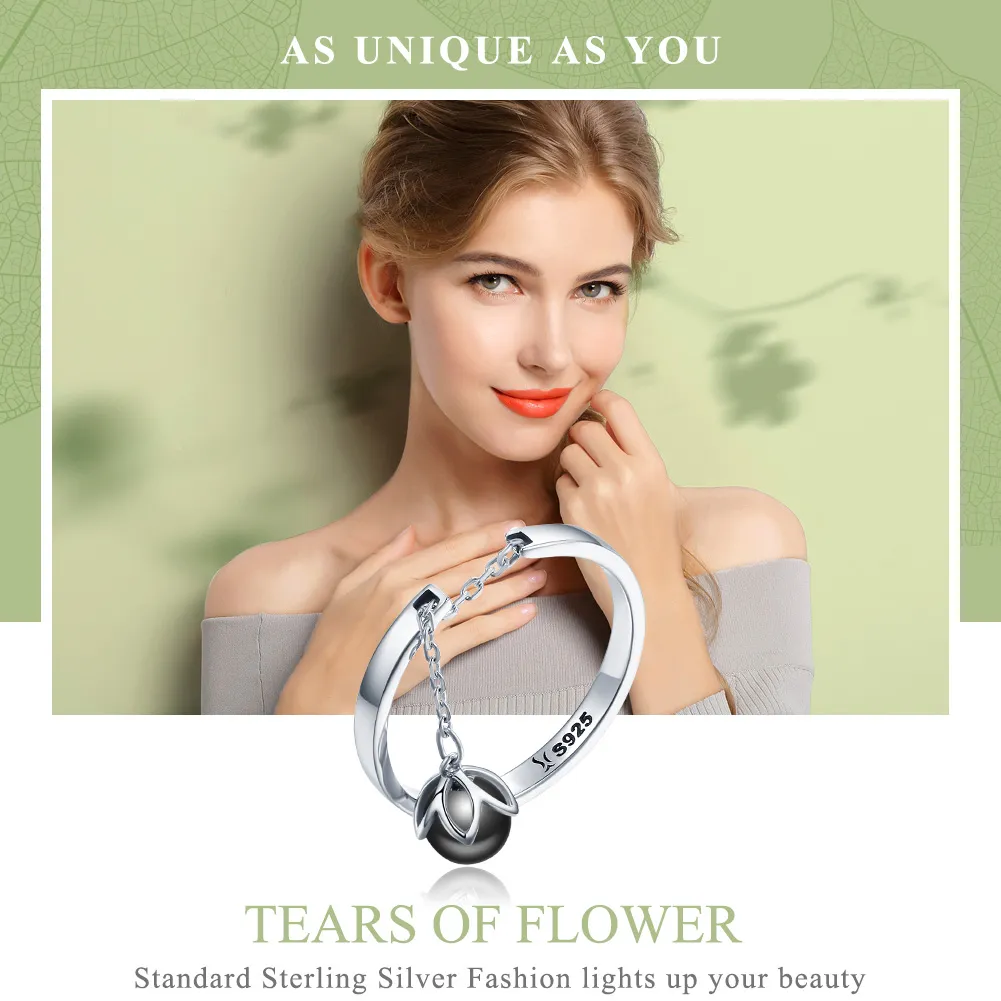 Deschide inele Lacrimi de flori din argint - SCR314