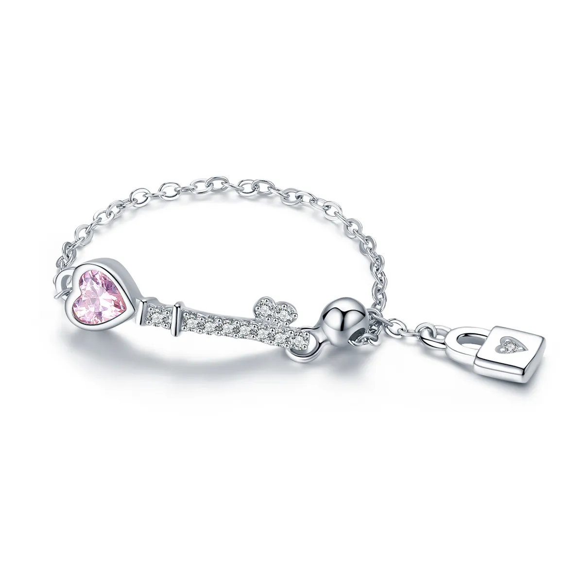 Inel Tip Pandora cu Cheia de blocare a inimii din argint - SCR425
