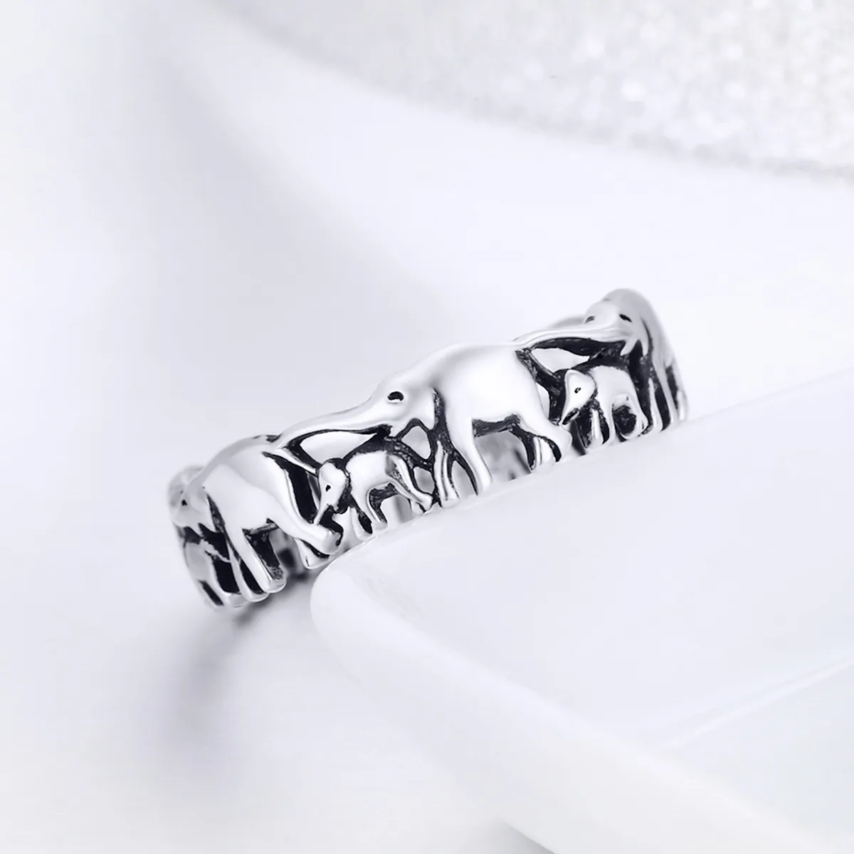 Inel Tip Pandora cu Familia Elefant din argint - SCR344