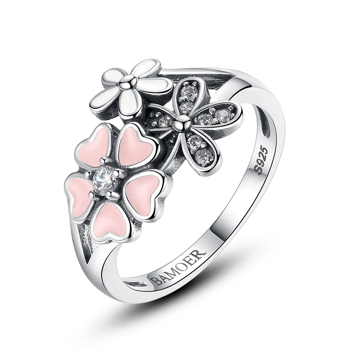 Inel Tip Pandora cu floare de cires din argint - SCR004