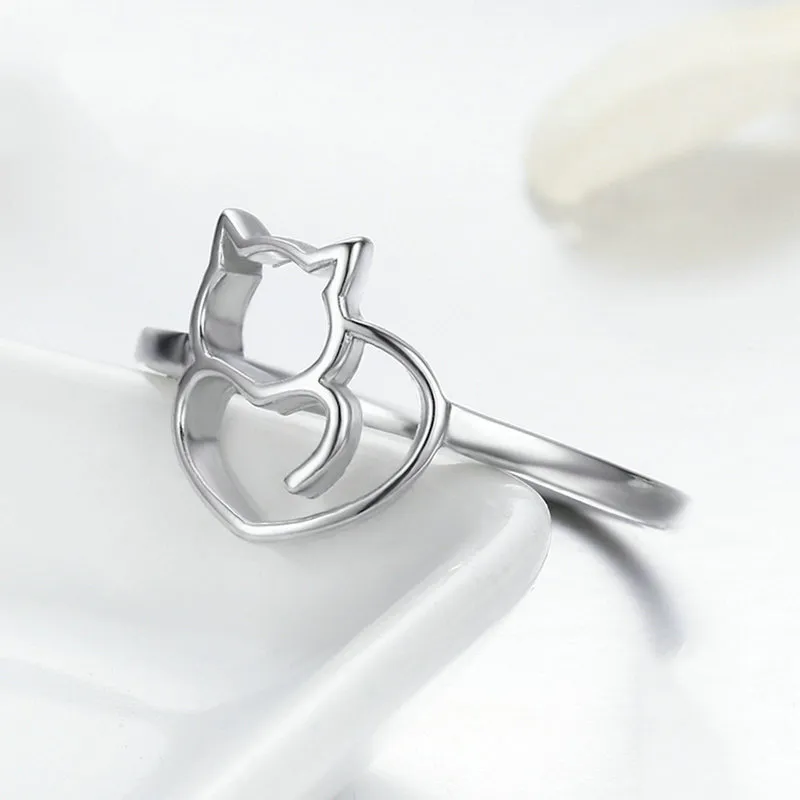 Inel Tip Pandora cu Pisicuță obraznică din argint - SCR104